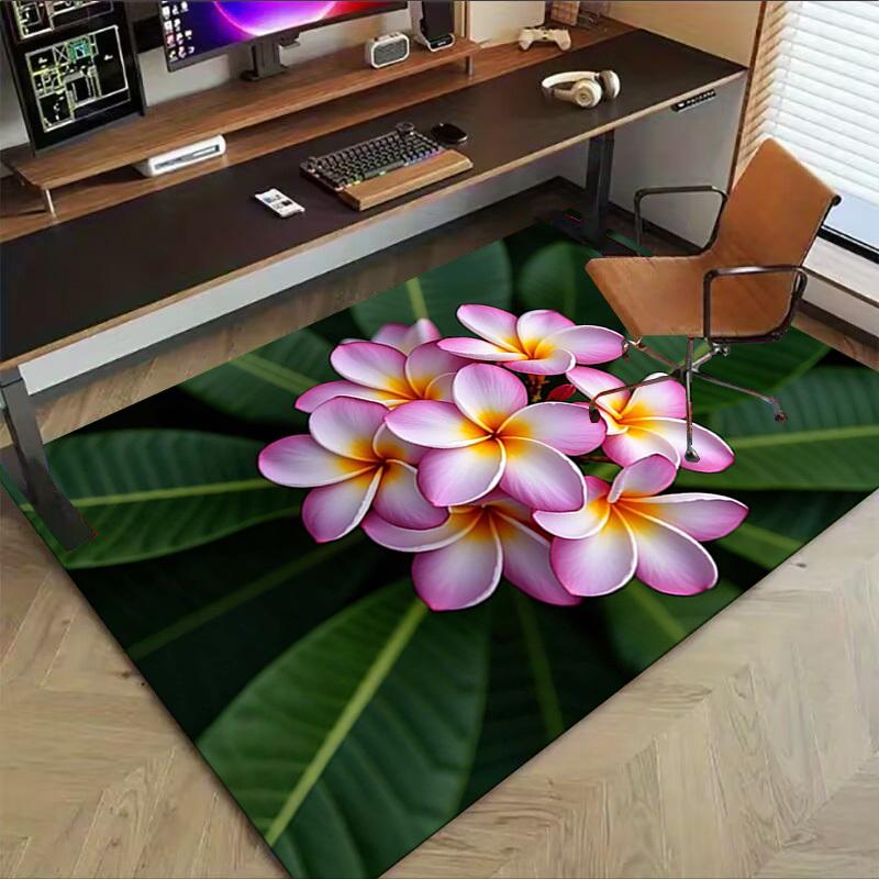 1PC Flores de Plumeria Extra Grandes Alfombra de Piso Antideslizante, Oficina, familia, dormitorio, Estudio Alfombra de Área Grande Alfombras de Interior, , Colores Vibrantes