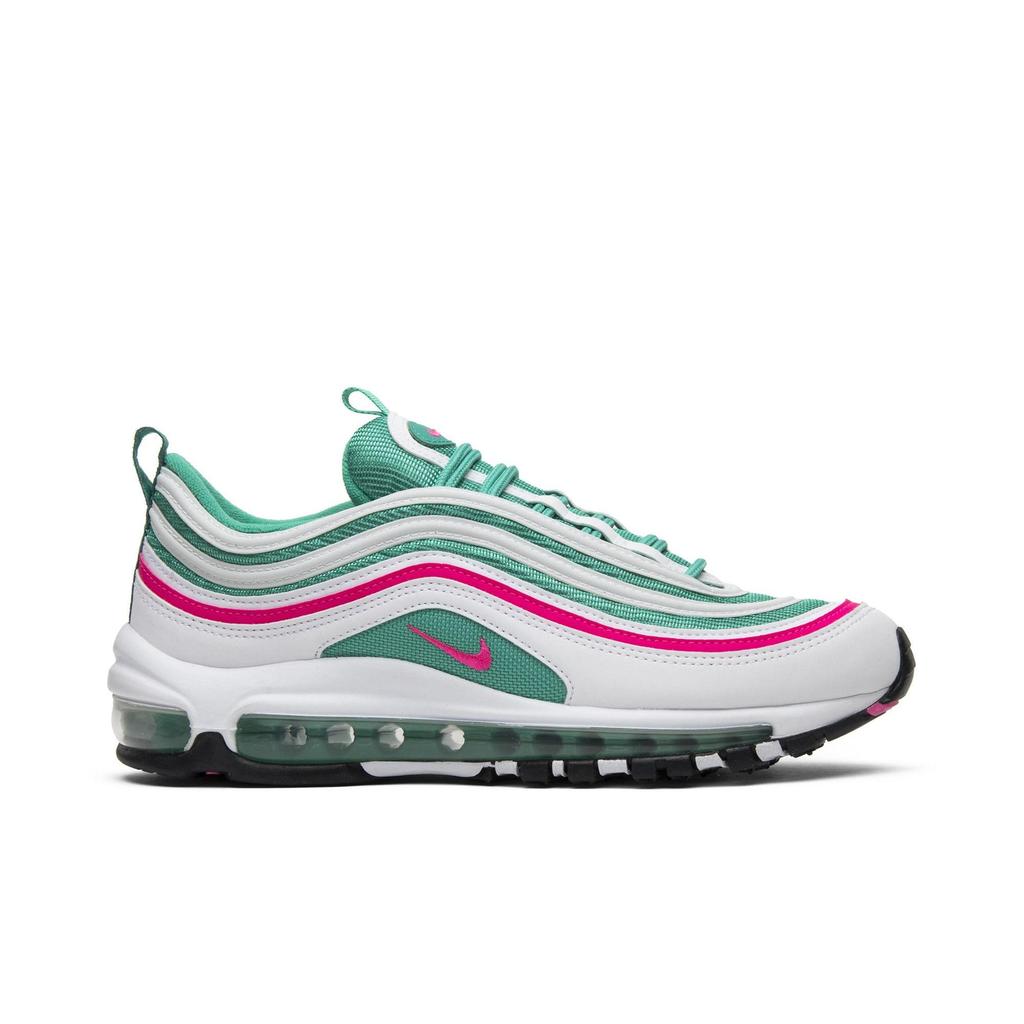 Nike Air Max 97 Grade School 'South Beach' (Unisex) White / Pink Blast-Kinetic Green Kids' Running Shoes 921522 101