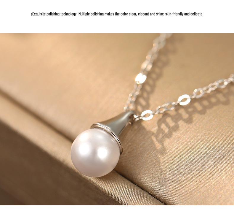 Banyan Tree Silver Water Drop Necklace with Black Agate & Pearl Pendant