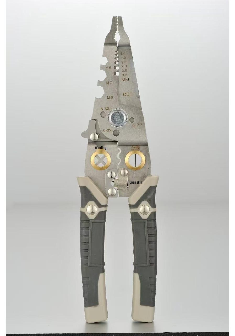 8-in-1 Non-Slip Stainless Steel Wire Stripping & Needle Nose Pliers - Multi-Function Electrician s Tool