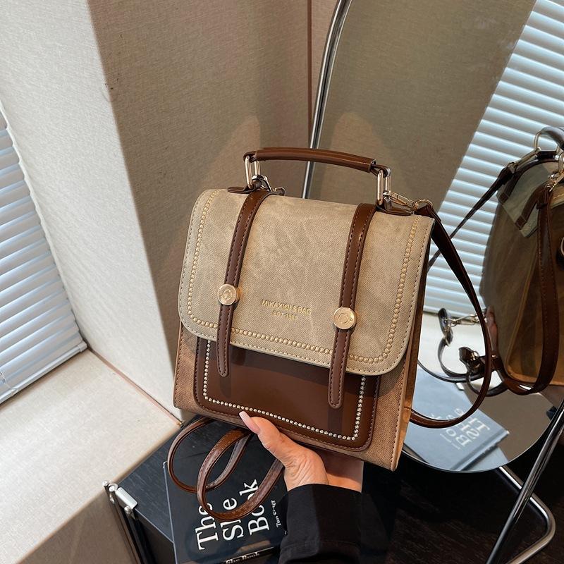 Retro texture portable backpack women's autumn and winter niche single shoulder messenger bag small backpack