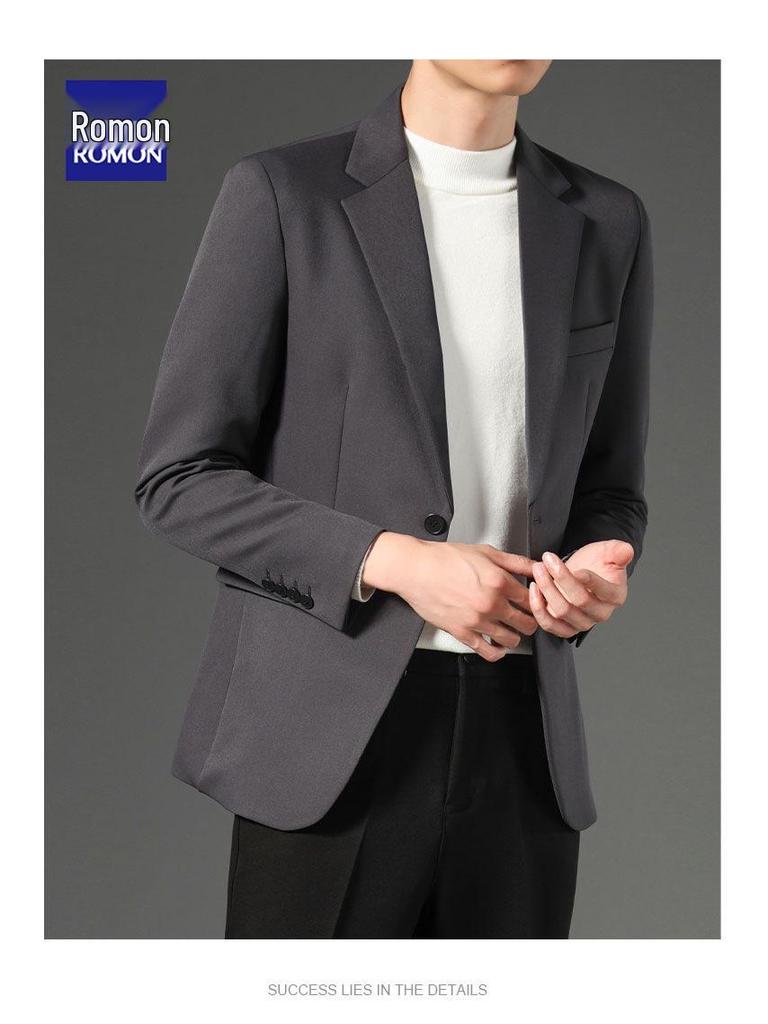 Romon Men's Slim Fit Blazer - Stylish Korean Trend for Spring & Autumn