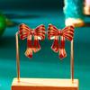 Christmas Red Bow Dangle Earrings Stud For Women Cute Rhinestone Shoes New Year Party Jewelry Xmas Gifts