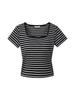 YJACK W_Stripe Square Neck Rib Binding Short Sleeve T-Shirt (180Gsm) Ljt1640S