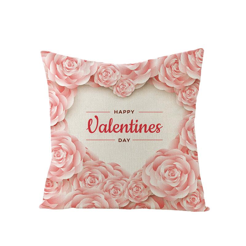 Valentine's Day Pillowcase Floral Series Square Polyester Pillowcase Home Cushion Cover