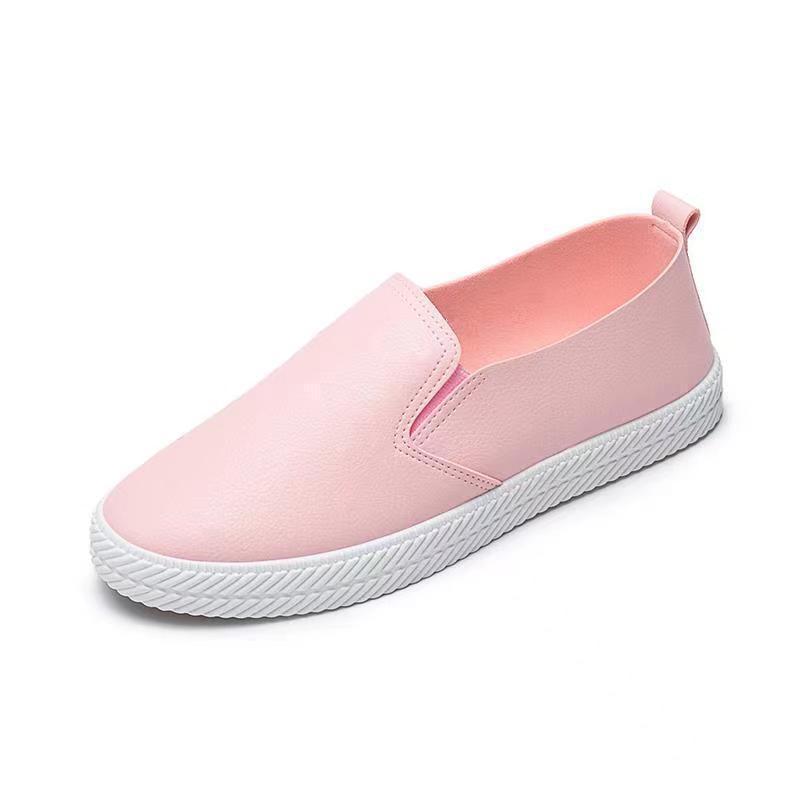 Women's Summer White Breathable Leather Slip-On Shoes with Soft Sole