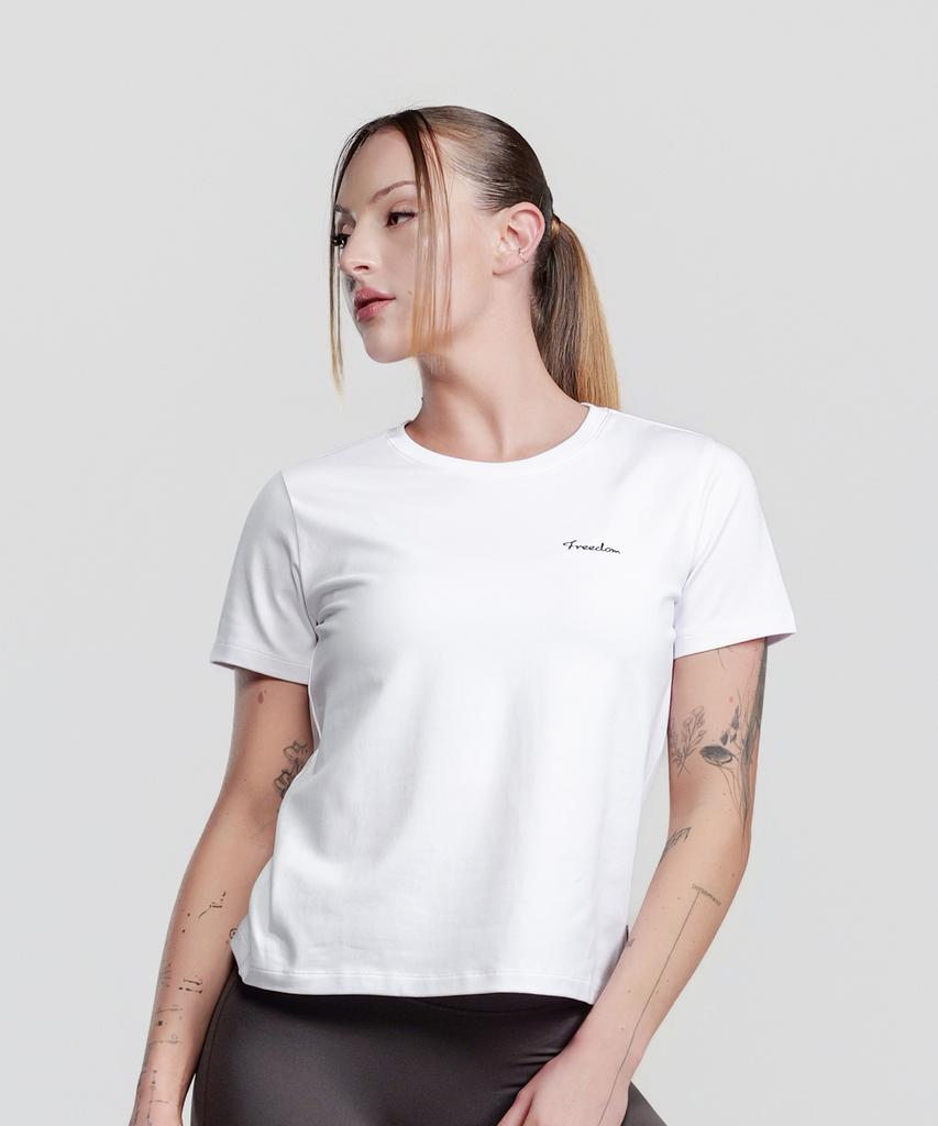 FREEDOM Women'S Small Logo Standard Fit Short Sleeve (White)