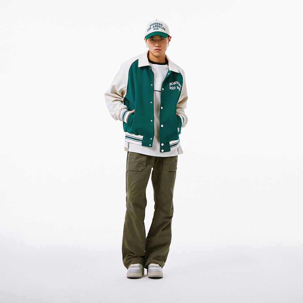 New MLB SS24 Baseball Jacket Unisex Dark Green 3AJPV1641-43GND