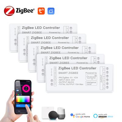 Zigbee 3.0 RGB CCT RGBW LED Strip Light Controller Dimmable Voice Control Work With Tuya Gateway SmartThings Bridge Alexa Google