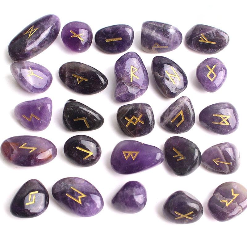 Natürliches Kristall-Runensteine-Set 25 Stück Quarzachat Kristallstein Hexen Reiki Heilenergie Runenbuchstaben Kristallgravur Handwerk