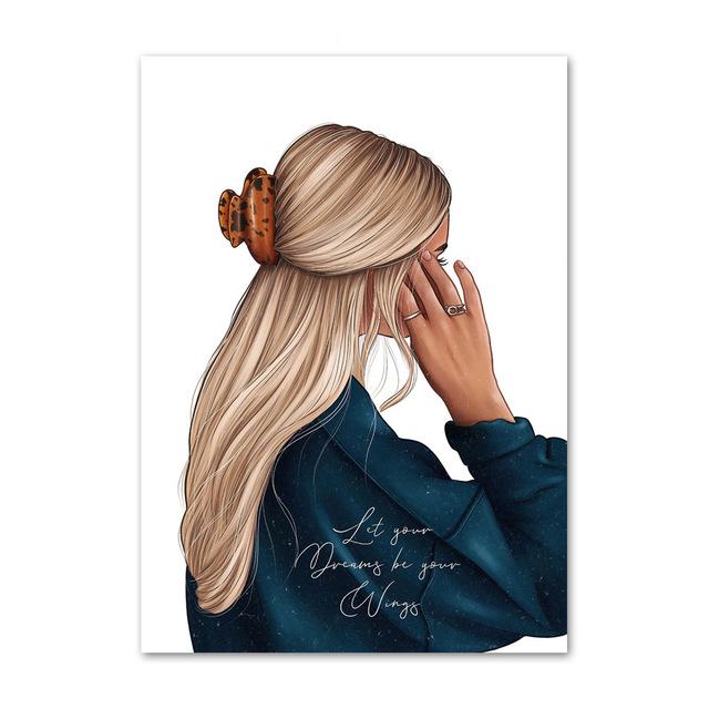 

Модный постер для девочек, туфли на высоком каблуке, духи, цветы, цитата, настенная живопись на холсте, скандинавские картины для гостиной, магазин, декор 21x30cm No Frame