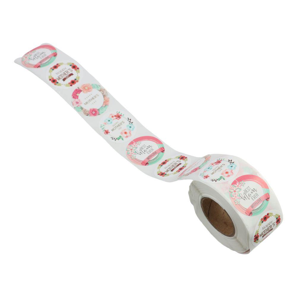 500 Pcs 1 Inch Mother's Day Stickers Kraft paper Adhesive Sticker Labels