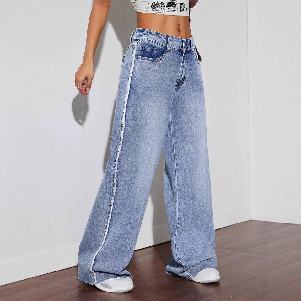 High Waist Straight Jeans Damen Locker Lässig Denim Hose Tägliche Straßenhose