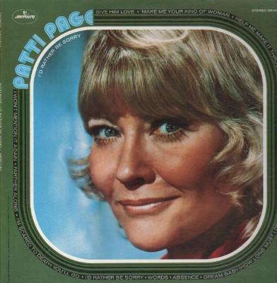 

LP Record PATTI PAGE - I d Rather Be Sorry SR61344 Mercury 1971 US Pop Used