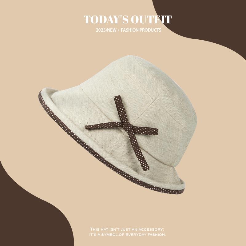 

Новая японская и корейская шляпа от солнца в горошек с бантом и загнутыми полями, дышащая шляпа для защиты от солнца, винтажная шляпа-ведро