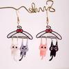 Novelty Cartoon Cat Drops 1 Pair Cute Dangle Drop Earrings for Women, 2D Acrylic Kitten Playful Accessory Gift Hang on Clothes Hanger Earrings, Funny