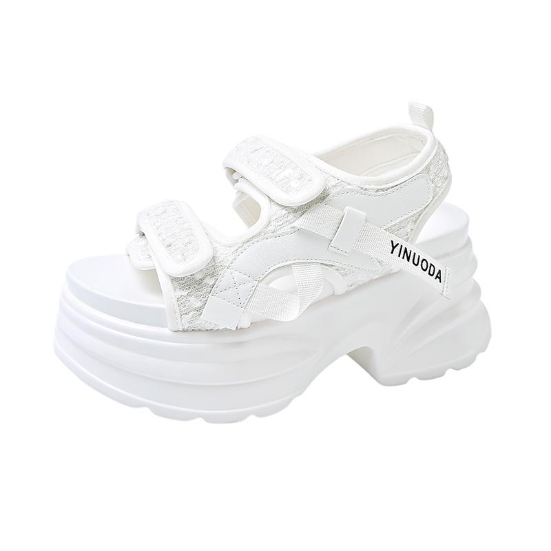 Fashion 8CM Thick Bottom Women Sandals Bling Ins Hot Sports Sneakers New Summer Peep Toe Leisure Shoes Ladies Gladiator Sandalias Mujer