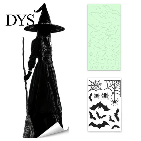 Easy Apply Holiday Window Ornaments Halloween Ghost Static Cling, Luminous Fluorescent PVC Decal, Reusable Party Decorations Removable Decorative