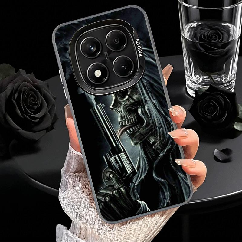 Reaper Skull Skeleton Gun Soft Phone Case for Xiaomi Redmi Note 13 14 15 Pro Plus 12S 12 11S 11 11T 10S 10 Shockproof Cover Back