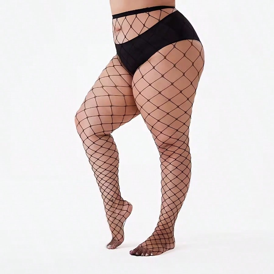 Plus Size Sexy Fishnet Tights Black Mesh Stockings Summer Gothic Lingerie Pantyhose