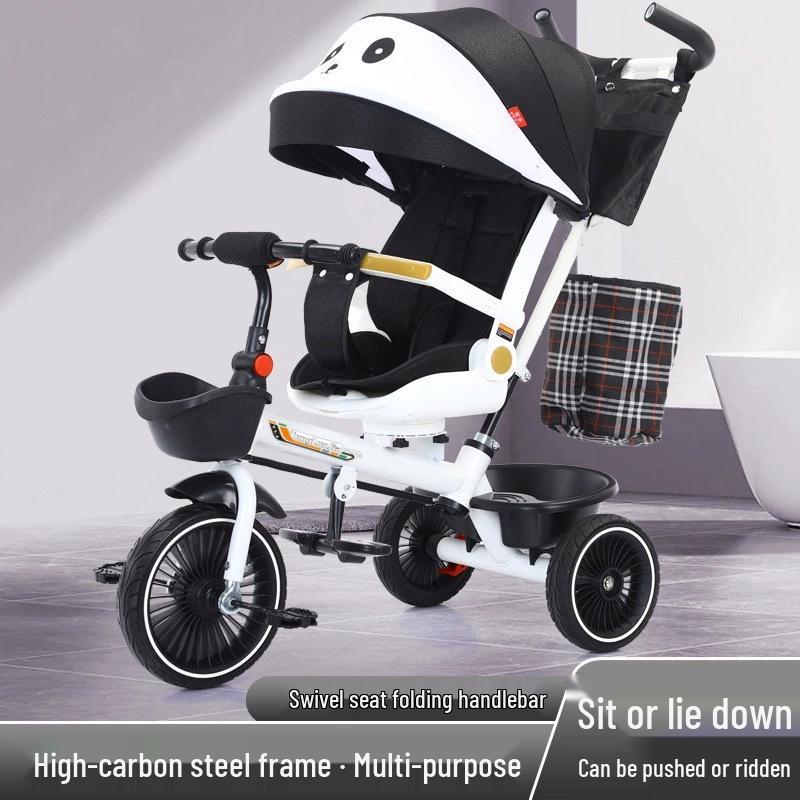 Convertible Children's Tricycle Stroller with Rotating Seat and Reclining Feature