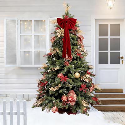 Christmas Tree Bow Large Red Party Decorations Velvet Christmas Bows Tree Topper For Party Indoor Outdoor Front Door Living Room