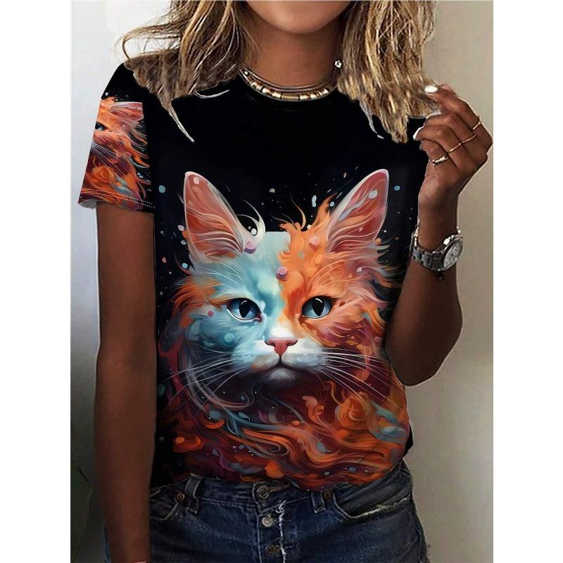 Loose Crew Neck Top Casual Simple Short Sleeve Fashion T-Shirts Women’s