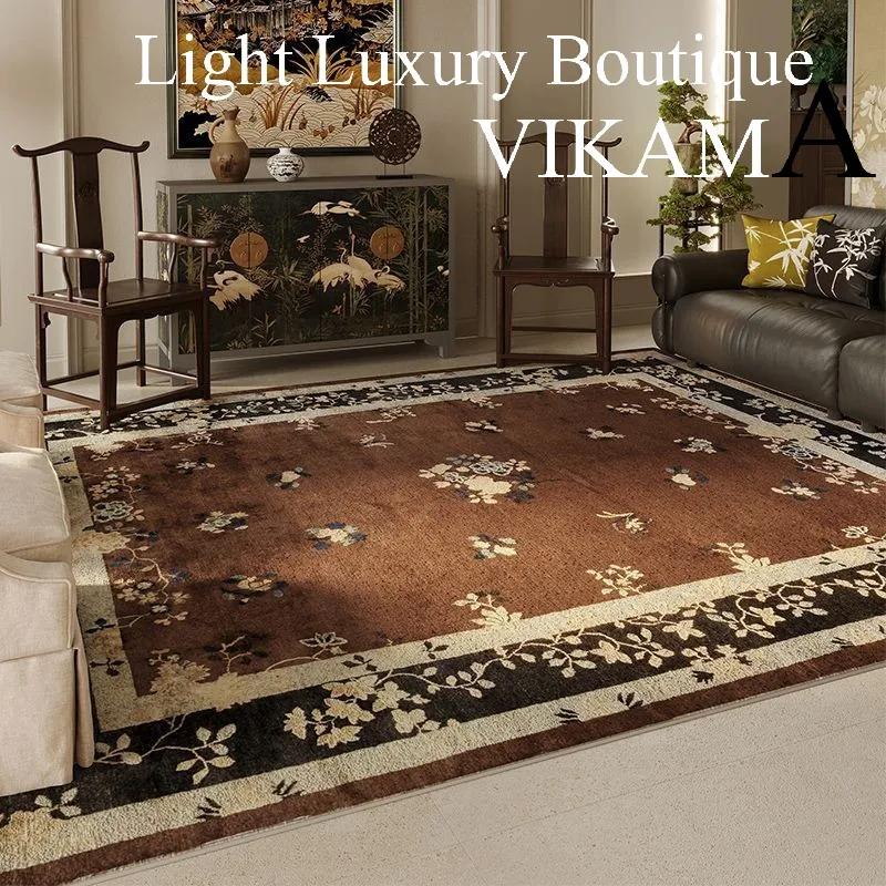 VIKAMA Antique Style Loop Pile Carpet Waterproof Living Room Sofa Tea Table Bedroom Bedside Cloakroom Floor Cushion Home Decor 40cm x 60cm