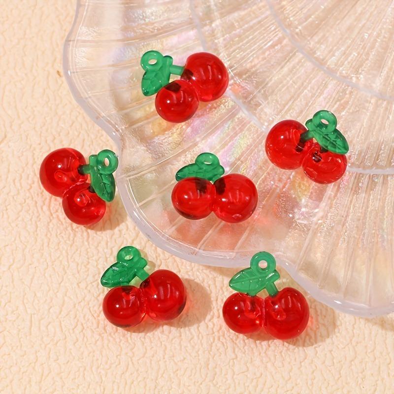 10Pcs Transparent Red Pink Cherry Charms Acrylic Fruit Pendants For Jewelry Making Diy Handmade Necklace Earrings Accessories