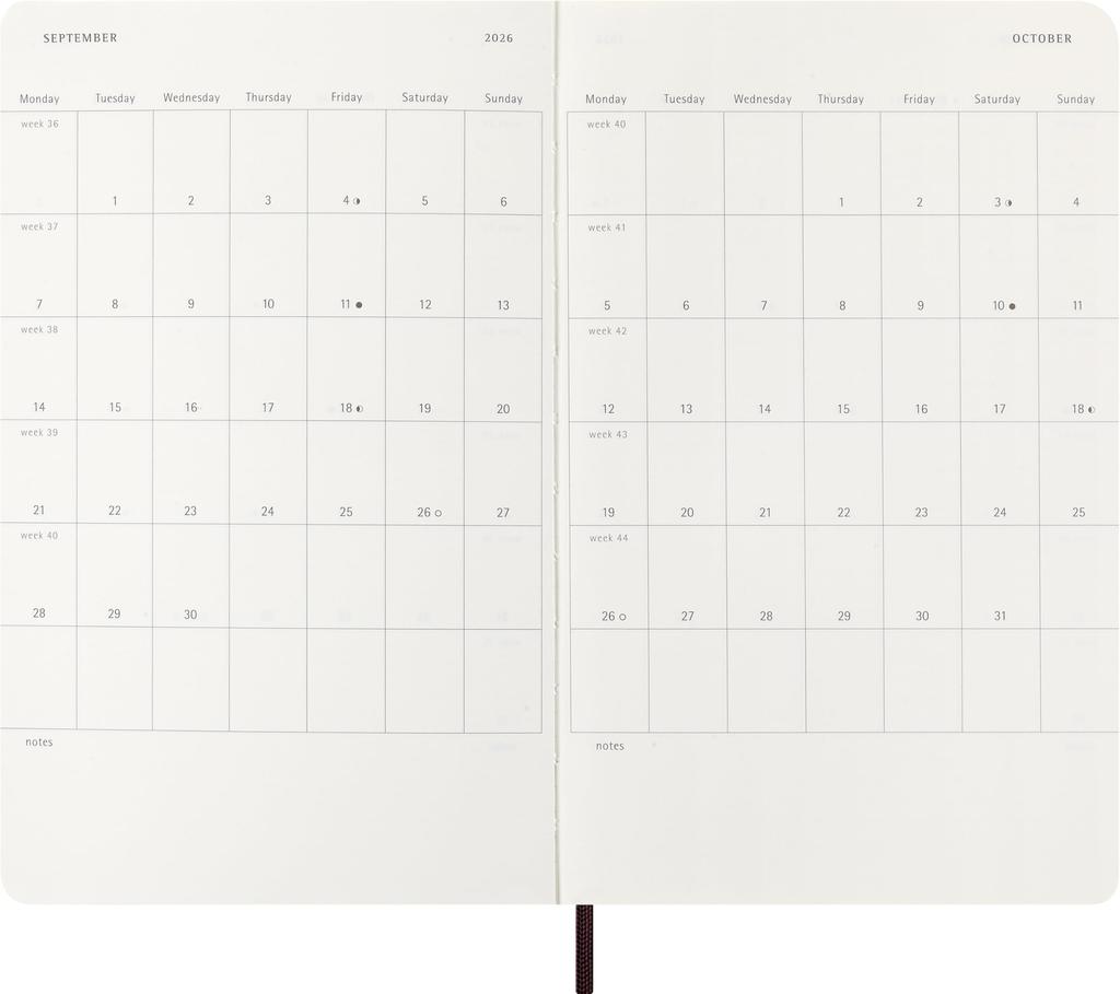 Moleskine 2026 January Weekly Precious Large Size W x 21cm DSPRETB12WN3BY26 Planner, Start, 12-Month Diary, & Ethical, (13cm H), Black,