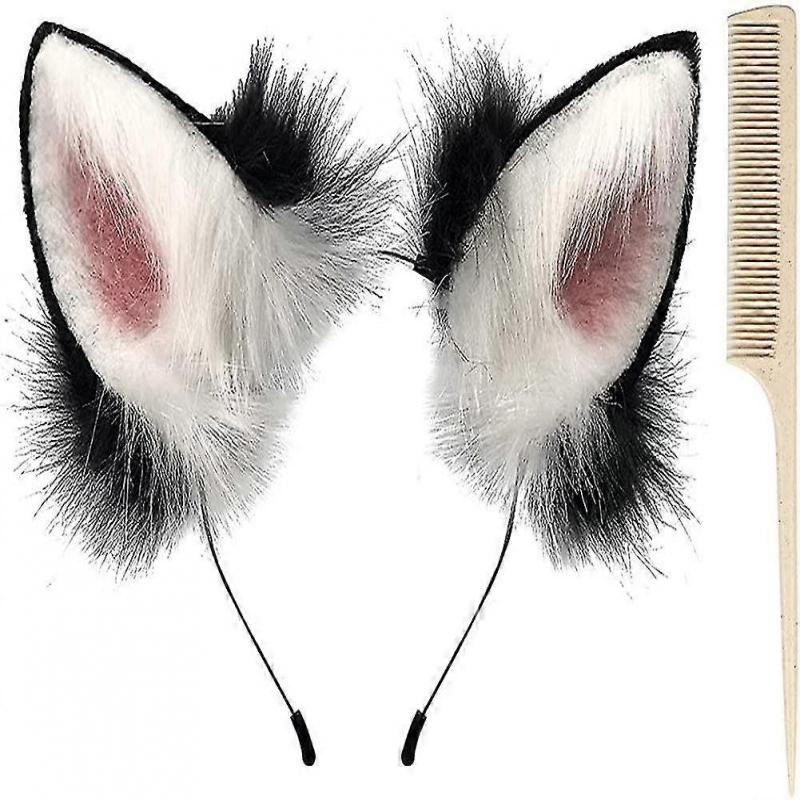 Handmade Faux Fur Fox Wolf Ears Headband Halloween Christmas Cosplay Party