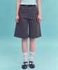 Seteo (W) Stitch Cotton Bermuda Pants Dark Gray
