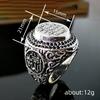 Jianjie Traditional Retro Muslim Islamic Script Turkish Signet Ring for Men Classic Black Zircon Inlaid Unique Jewelry Trend