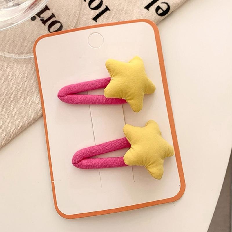 Star Snap Hair Clip Y2K Non-slip Colorful Hair Barrettes Metal Sponge Star Shaped Hairpins Cute Hair Clip for Teen