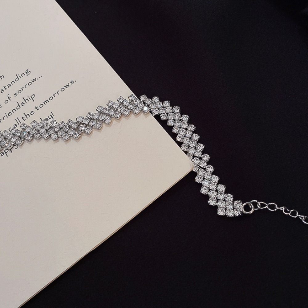 Full Rhinestone Rhinestone Choker Luxury Crystal Chain Jewerly Shiny Prom Party Collar  Women