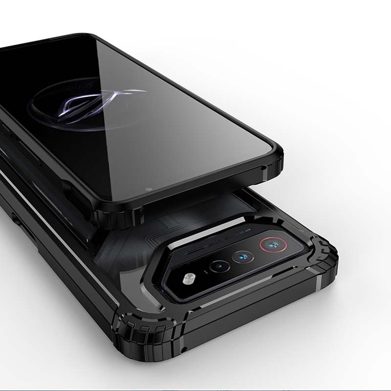 Phone Cases For Asus ROG Phone 7 Pro 2 In 1 Transparent Magnetic Kickstand Phone Case For ASUS Rog Phone 7 Funda Invisible Bracket Hard PC Clear Cover