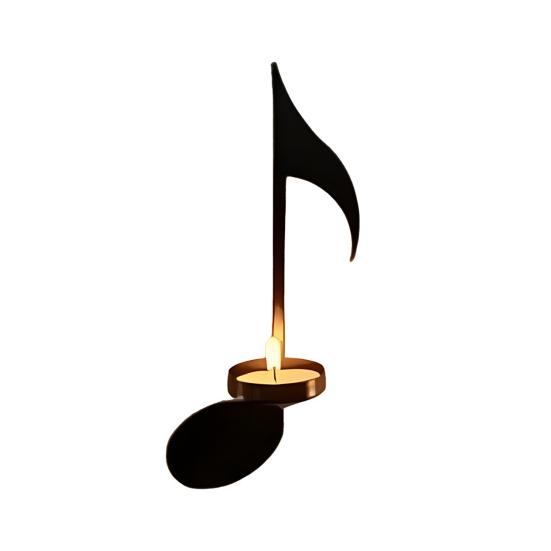 

Black Music Note Wall Sconce Metal Wall Mounted Candle Holder Musical Symbol Tea Light B