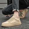 Men's Spring Low-Top Cowhide Sneakers - Fashionable, Large Size, Flat Bottom, White Sports Casual Shoes
