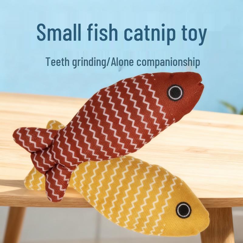 Self-Entertaining Mint Fish Cat Teething Toy – Bite-Resistant Striped Fish Design