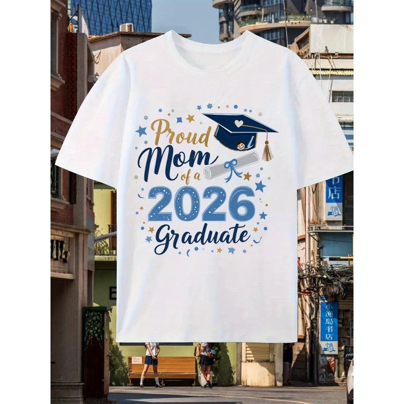 

Women S T-Shirt - Glossy Graduation Comfortable Round Neck Casual & Party Wear, All-Season Comfort Fit Gift for Moms, Graduation Party Outfit 4XL