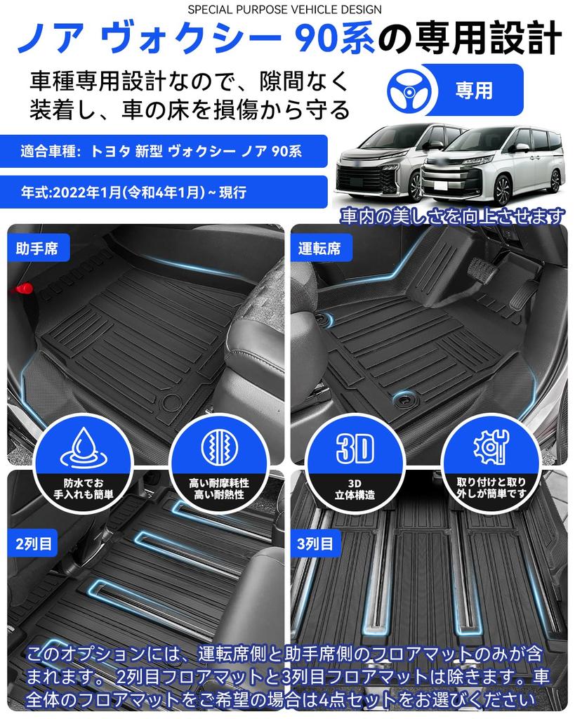 LXYZYN 3D-Fußmatten für Toyota Noah/Voxy Serie 90 (Januar 2022 - Heute), Maßgeschneidertes TPE-Material, Maßgeschneidertes Design, Geruchshemmend/Antibakteriell, Wasserdicht
