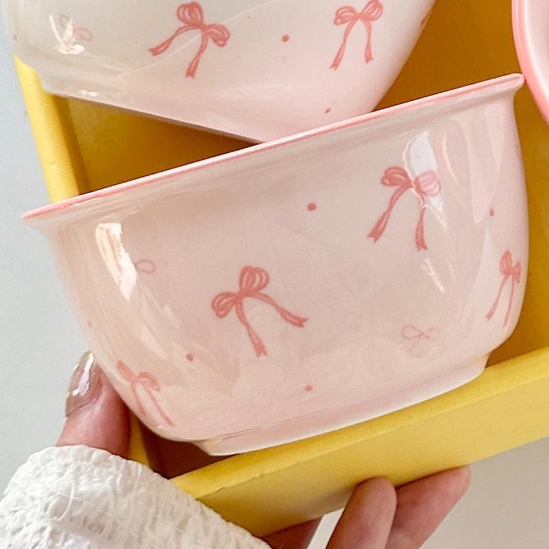Set de 2 boluri ceramice cu 2 linguri Bol Drăguț Cadou Boluri ceramice Cadouri de ziua de naștere Desert Utilizare zilnică