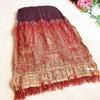 Used [Beautiful Condition] 45rpm Gauze Jacquard Paisley Stole - Ethnic, Fringe, Red x Purple x Multi