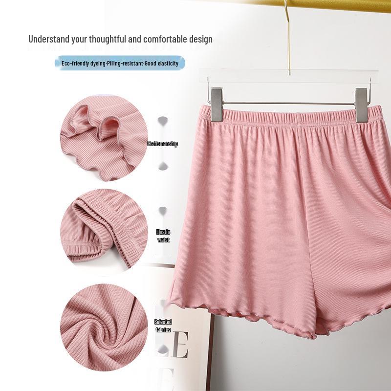 Damen High Waist Bambus Baumwolle Rüschenshorts - Übergröße, Lässig, Weites Bein, Sommerbekleidung