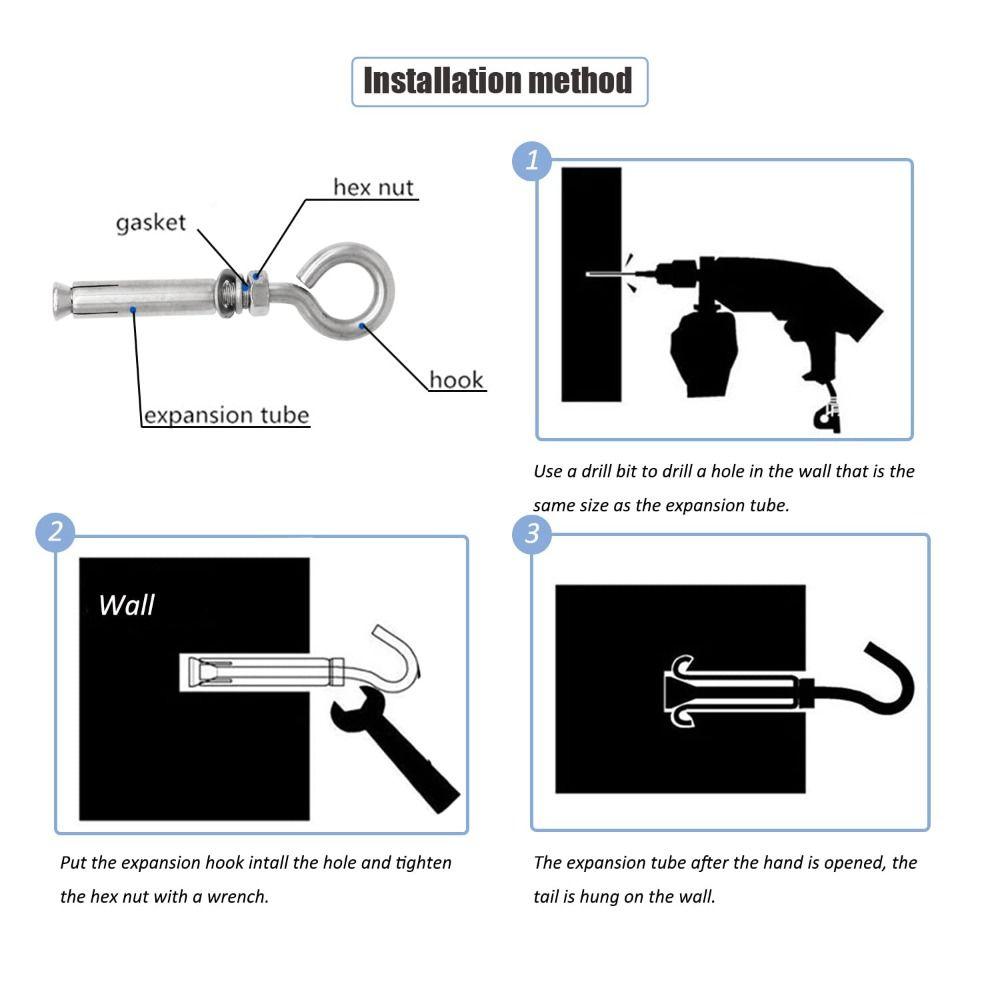 5pcs M8*106mm Eyebolt Bolt 304 Stainless Steel Expansion Eyebolt  Wall Concrete Brick Anchor