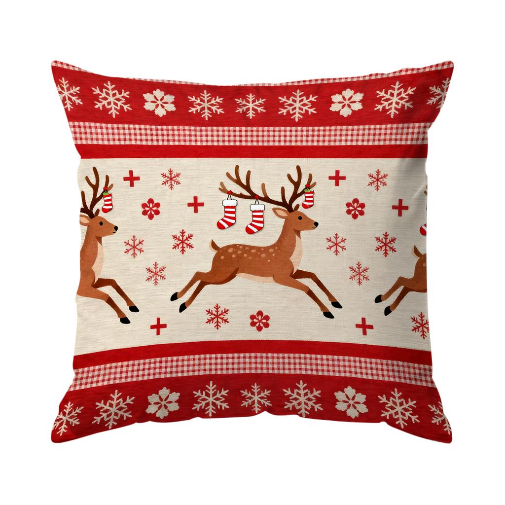 Plaid Christmas Deer Pillowcase Printed Polyester 40/45/50cm Throw Pillowcover Decorative Sofa Cushion Pillowslip Home Decor