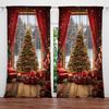 2 buc Perdea Imprimată cu Ziua de Crăciun pentru Decor de Crăciun Acasă - Tratament Fereastră cu Buzunar pentru Tijă pentru Dormitor, Birou, Bucătărie