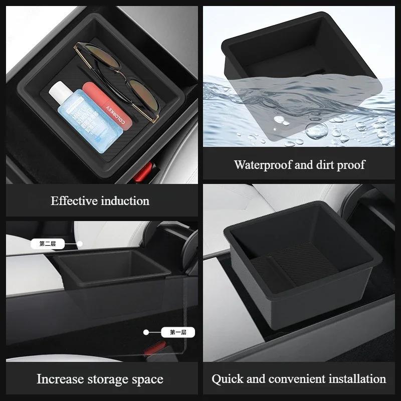 For Tesla Model Y Juniper 2025 Central Control Storage Box Armrest Box Eyeglass Holder Organizer Tray Car Interior Accessories