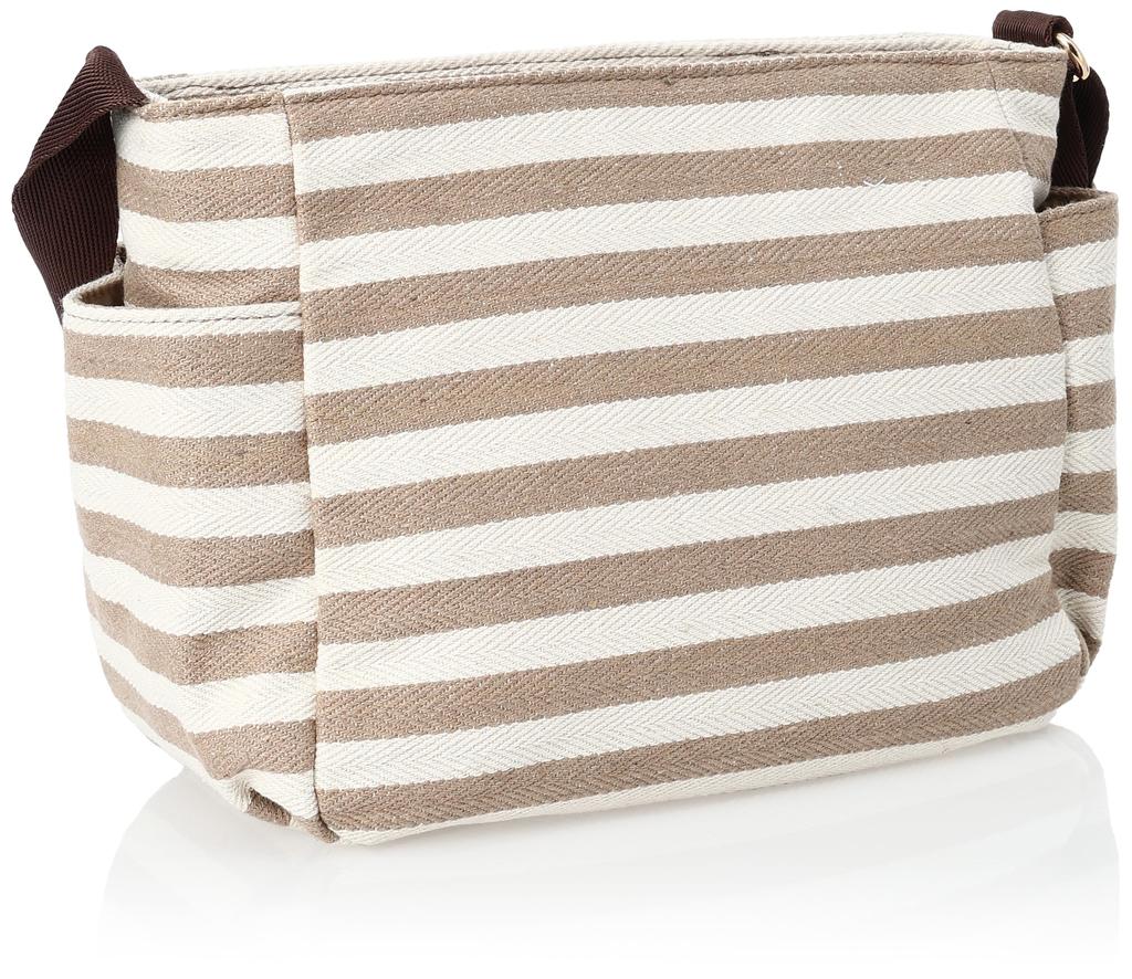 VASKA by moz Women's Shoulder Bag, Horizontal, Cotton, Striped, Elk, Deer, Veska, Nordic, VM6-226, Beige
