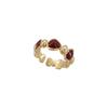 Elegant Red Zircon Ring: Retro, High-End Design for Women